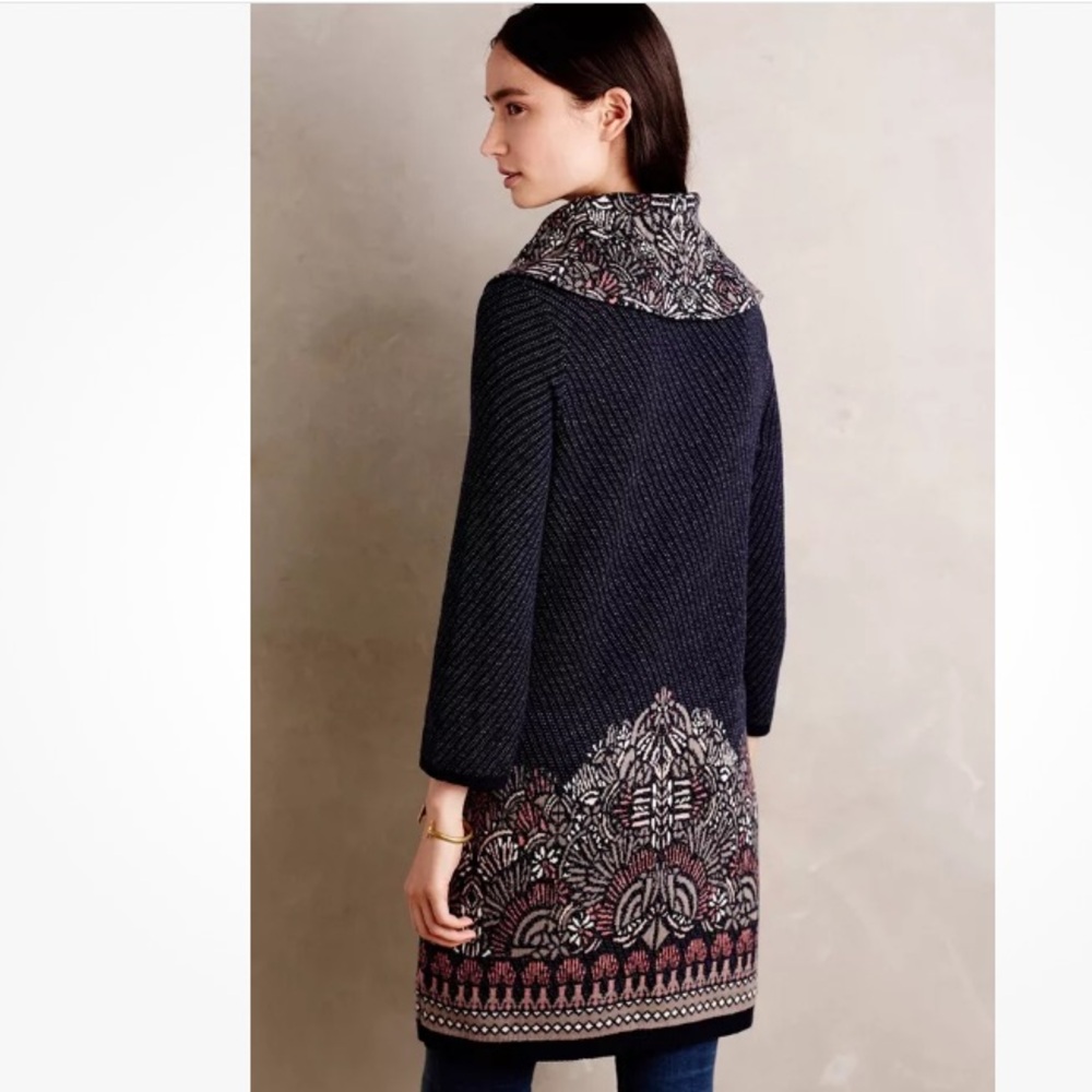 Anthropologie Moth Sz L Imperial Garden Tunic Sweater Dress Alpaca Cotton Wool - Picture 3 of 14